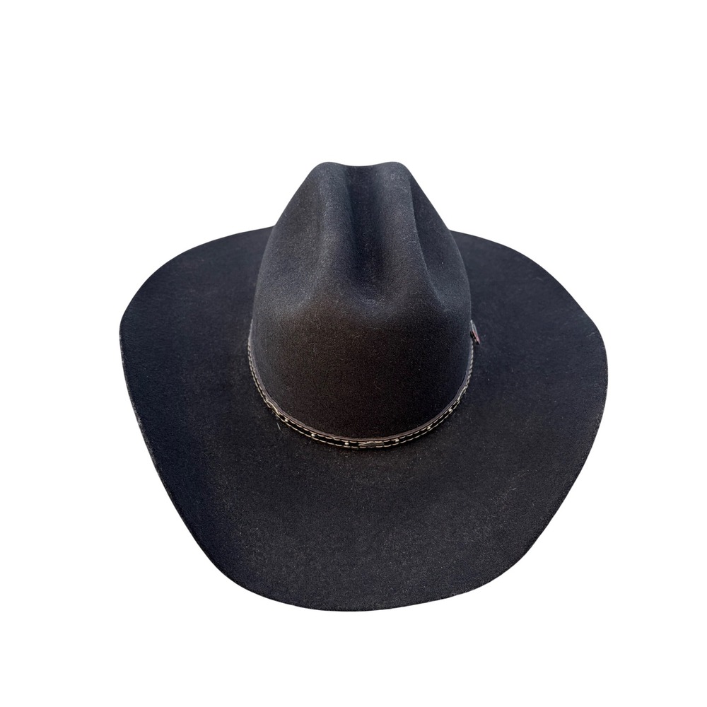 Justin 3X Black Wool Felt Cowboy Hat Size 7 1/8 Cattleman Crease Western